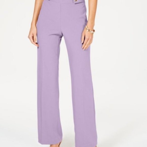 INC Wide-Leg Hardware-Detail Pants Lilac Moon 8